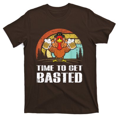 Turkey Time To Get Basted Retro Happy Thanksgiving T-Shirt