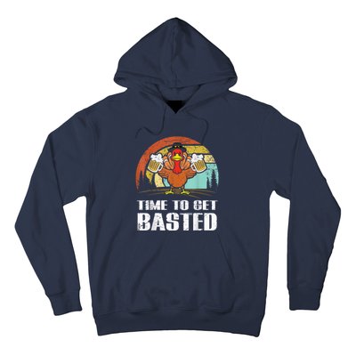 Turkey Time To Get Basted Retro Happy Thanksgiving Hoodie