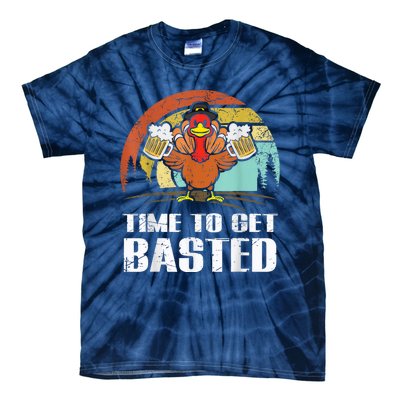 Turkey Time To Get Basted Retro Happy Thanksgiving Tie-Dye T-Shirt