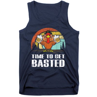 Turkey Time To Get Basted Retro Happy Thanksgiving Tank Top