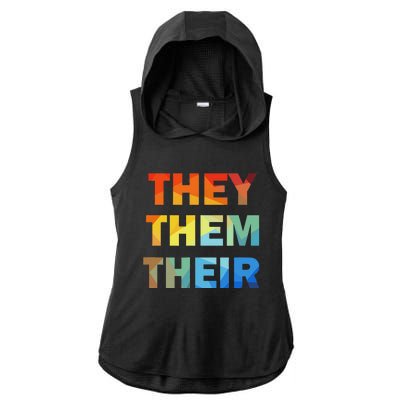 They Them Their Nb Pronoun Pride Ladies PosiCharge Tri-Blend Wicking Draft Hoodie Tank