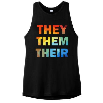 They Them Their Nb Pronoun Pride Ladies PosiCharge Tri-Blend Wicking Tank