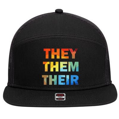 They Them Their Nb Pronoun Pride 7 Panel Mesh Trucker Snapback Hat