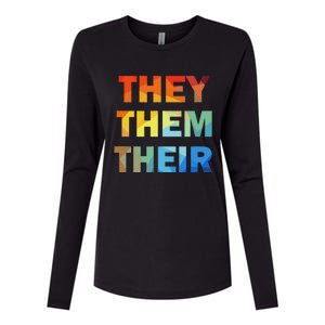 They Them Their Nb Pronoun Pride Womens Cotton Relaxed Long Sleeve T-Shirt