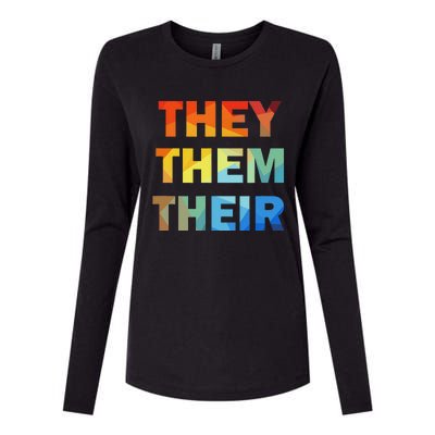 They Them Their Nb Pronoun Pride Womens Cotton Relaxed Long Sleeve T-Shirt