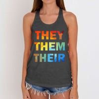 They Them Their Nb Pronoun Pride Women's Knotted Racerback Tank