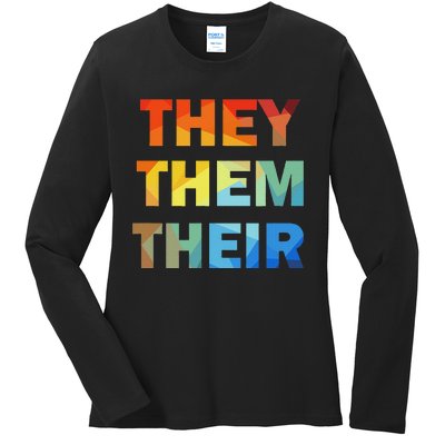 They Them Their Nb Pronoun Pride Ladies Long Sleeve Shirt