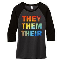 They Them Their Nb Pronoun Pride Women's Tri-Blend 3/4-Sleeve Raglan Shirt