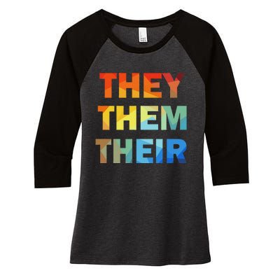 They Them Their Nb Pronoun Pride Women's Tri-Blend 3/4-Sleeve Raglan Shirt