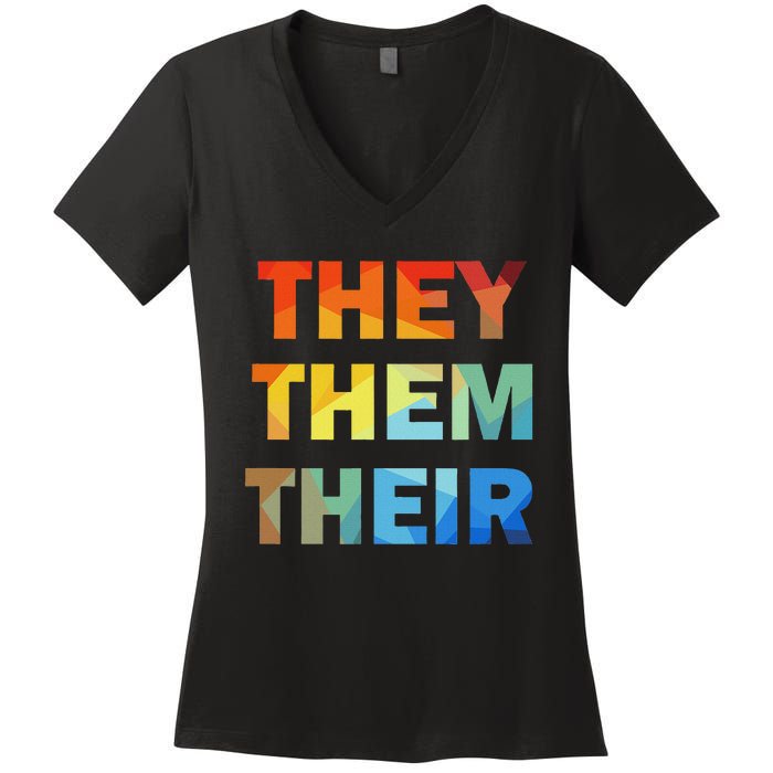 They Them Their Nb Pronoun Pride Women's V-Neck T-Shirt