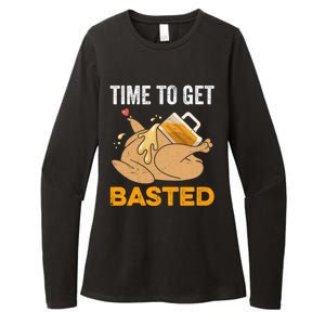 Turkey Time To Get Basted Beer Thanksgiving Turkey Womens CVC Long Sleeve Shirt