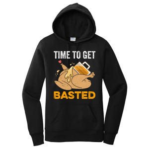 Turkey Time To Get Basted Beer Thanksgiving Turkey Women's Pullover Hoodie