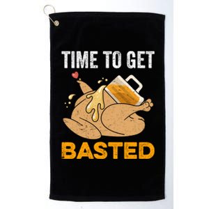 Turkey Time To Get Basted Beer Thanksgiving Turkey Platinum Collection Golf Towel