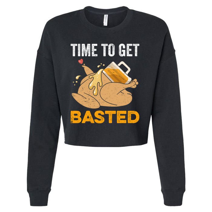 Turkey Time To Get Basted Beer Thanksgiving Turkey Cropped Pullover Crew