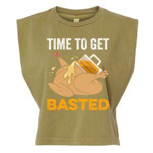 Turkey Time To Get Basted Beer Thanksgiving Turkey Garment-Dyed Women's Muscle Tee