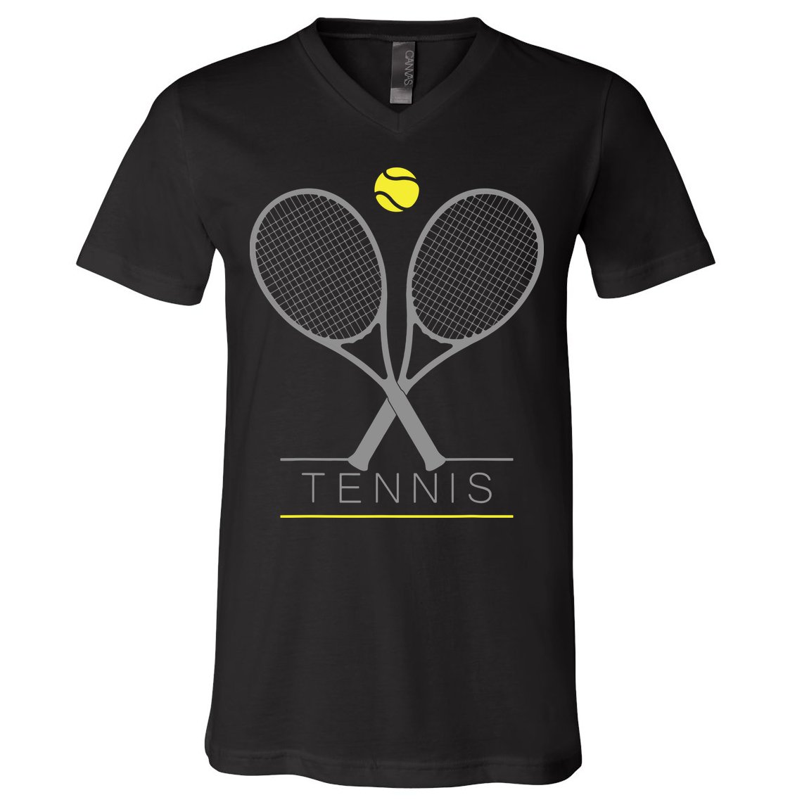 Tennis Trendy Tennis Rackets Ball V-Neck T-Shirt