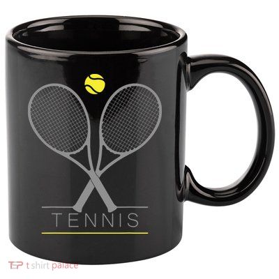 Tennis Trendy Tennis Rackets Ball 11oz C Handle Ceramic Mug