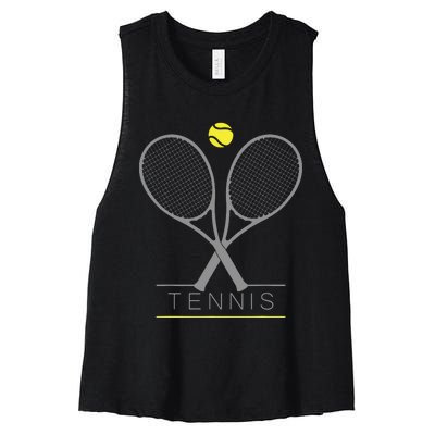 Tennis Trendy Tennis Rackets Ball Women's Racerback Cropped Tank