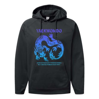 Taekwondo TKD Tae Kwon Do Dragon Art Martial Arts Graphic Performance Fleece Hoodie