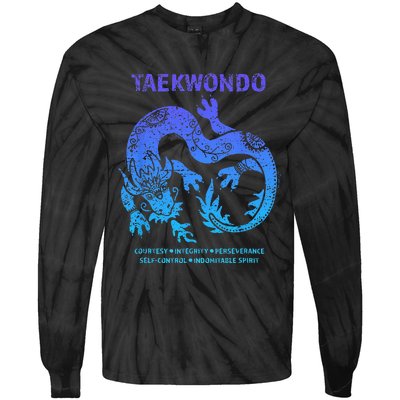 Taekwondo TKD Tae Kwon Do Dragon Art Martial Arts Graphic Tie-Dye Long Sleeve Shirt