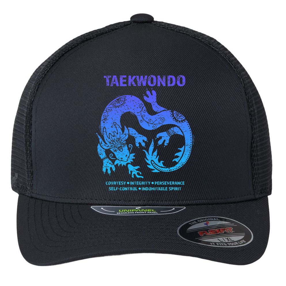 Taekwondo Tkd Tae Kwon Do Dragon Art Martial Arts Graphic Flexfit Unipanel Trucker Cap