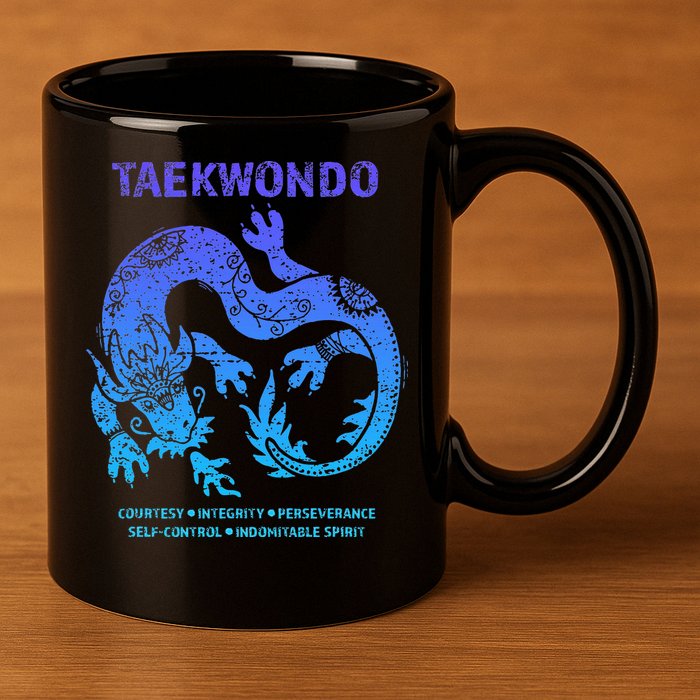 Taekwondo Tkd Tae Kwon Do Dragon Art Martial Arts Graphic 11oz C Handle Ceramic Mug