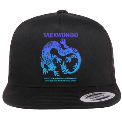 Taekwondo Tkd Tae Kwon Do Dragon Art Martial Arts Graphic Flat Bill Trucker Hat
