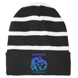 Taekwondo Tkd Tae Kwon Do Dragon Art Martial Arts Graphic Striped Beanie with Solid Band