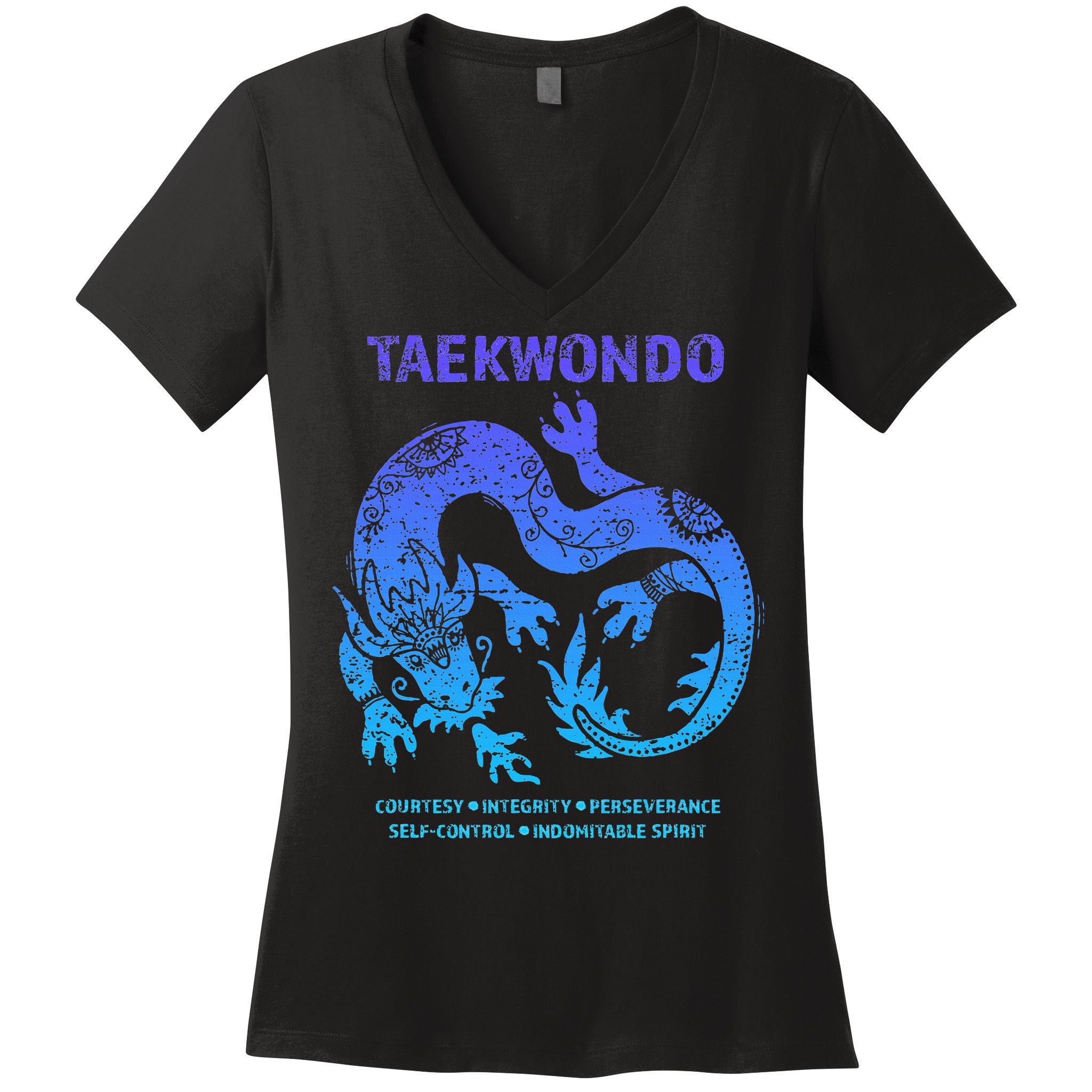 Taekwondo Tkd Tae Kwon Do Dragon Art Martial Arts Graphic Women's V-Neck T-Shirt