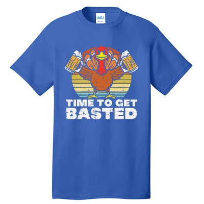 Turkey Time To Get Basted Retro Happy Thanksgiving Tall T-Shirt