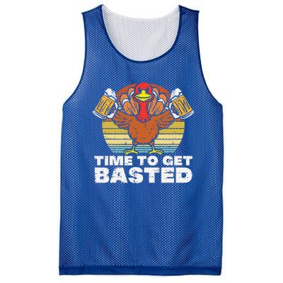 Turkey Time To Get Basted Retro Happy Thanksgiving Mesh Reversible Basketball Jersey Tank