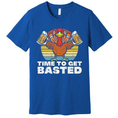 Turkey Time To Get Basted Retro Happy Thanksgiving Premium T-Shirt