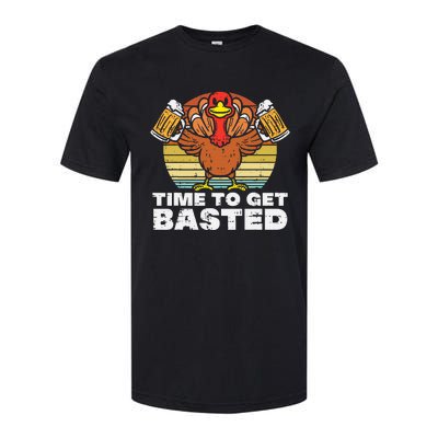 Turkey Time To Get Basted Retro Happy Thanksgiving Softstyle CVC T-Shirt