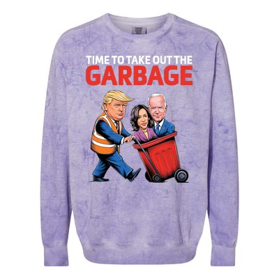 Time To Take Out The Garbage Funny Trump Anti Harris Biden Colorblast Crewneck Sweatshirt