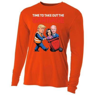 Time To Take Out The Garbage Funny Trump Anti Harris Biden Cooling Performance Long Sleeve Crew