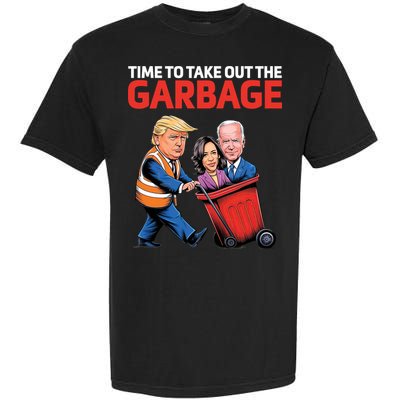 Time To Take Out The Garbage Funny Trump Anti Harris Biden Garment-Dyed Heavyweight T-Shirt
