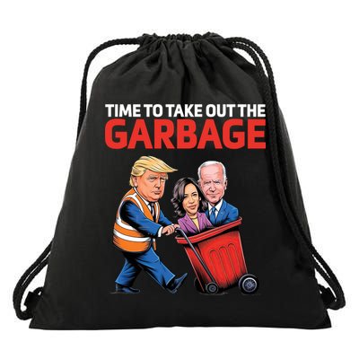 Time To Take Out The Garbage Funny Trump Anti Harris Biden Drawstring Bag