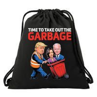 Time To Take Out The Garbage Funny Trump Anti Harris Biden Drawstring Bag