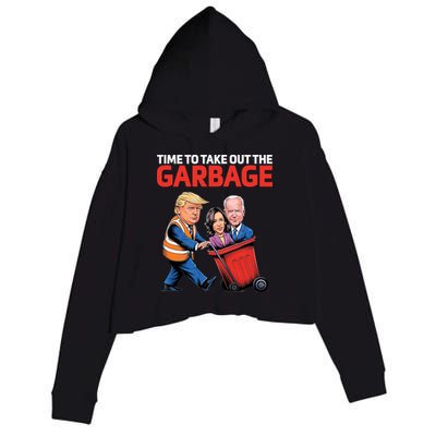 Time To Take Out The Garbage Funny Trump Anti Harris Biden Crop Fleece Hoodie