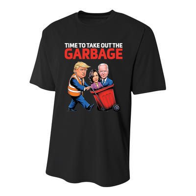 Time To Take Out The Garbage Funny Trump Anti Harris Biden Youth Performance Sprint T-Shirt