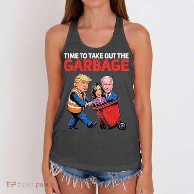 Time To Take Out The Garbage Funny Trump Anti Harris Biden Women's Knotted Racerback Tank