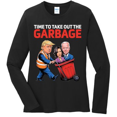 Time To Take Out The Garbage Funny Trump Anti Harris Biden Ladies Long Sleeve Shirt