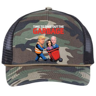 Time To Take Out The Garbage Funny Trump Anti Harris Biden Retro Rope Trucker Hat Cap