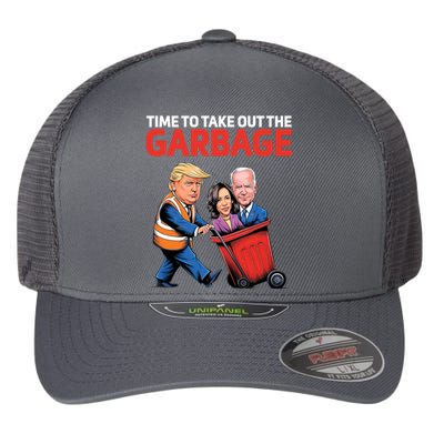 Time To Take Out The Garbage Funny Trump Anti Harris Biden Flexfit Unipanel Trucker Cap