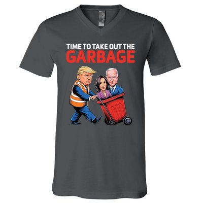 Time To Take Out The Garbage Funny Trump Anti Harris Biden V-Neck T-Shirt