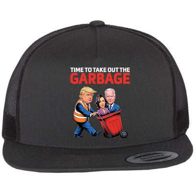 Time To Take Out The Garbage Funny Trump Anti Harris Biden Flat Bill Trucker Hat