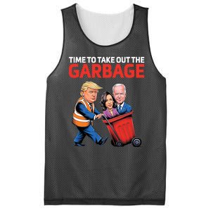 Time To Take Out The Garbage Funny Trump Anti Harris Biden Mesh Reversible Basketball Jersey Tank