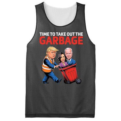 Time To Take Out The Garbage Funny Trump Anti Harris Biden Mesh Reversible Basketball Jersey Tank