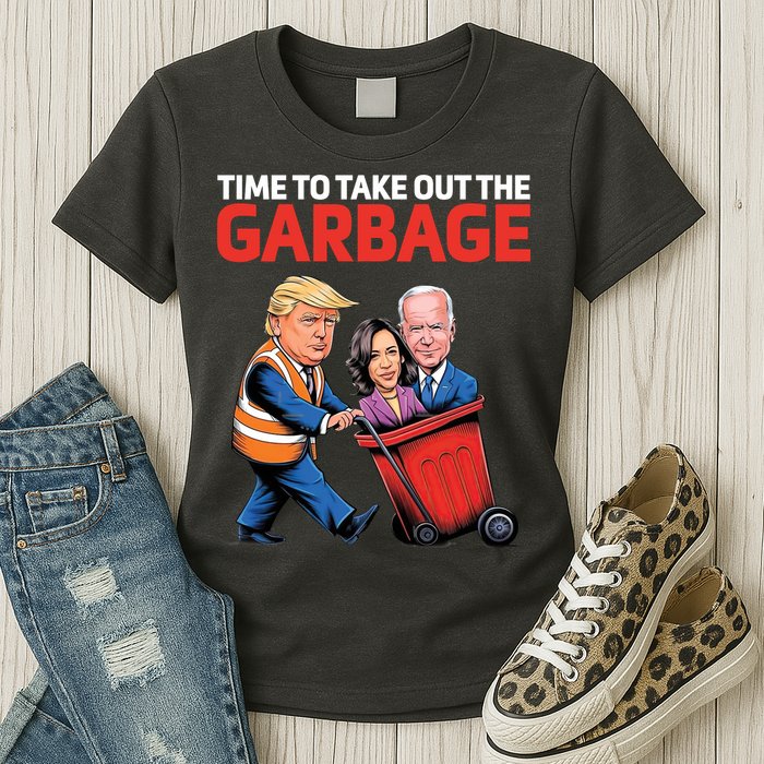 Time To Take Out The Garbage Funny Trump Anti Harris Biden Womens T-Shirt