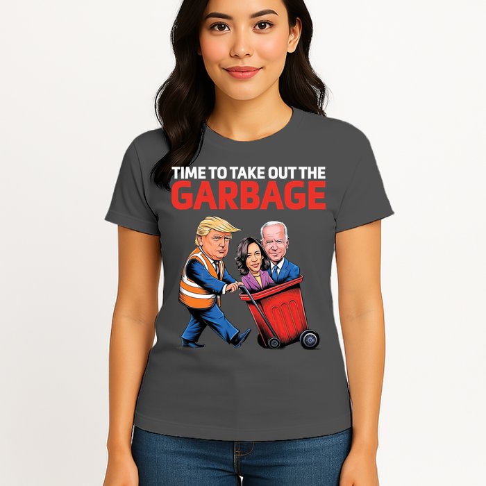 Time To Take Out The Garbage Funny Trump Anti Harris Biden Womens T-Shirt